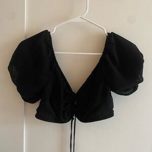 Bubble Sleeve Crop Top
